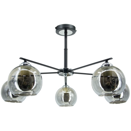 Plafon loftowy czarno-chromowany 5-punktowy 80cm 1859/5 8C BL z serii NEAPOL - Lampy Elem